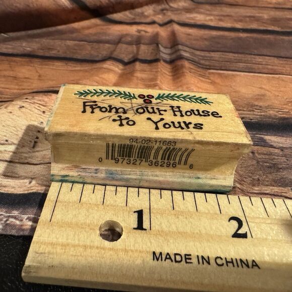 From Our House To Yours Rubber Stamp Wooden Mounted Christmas Crafts Scrapbooks - Picture 7 of 9